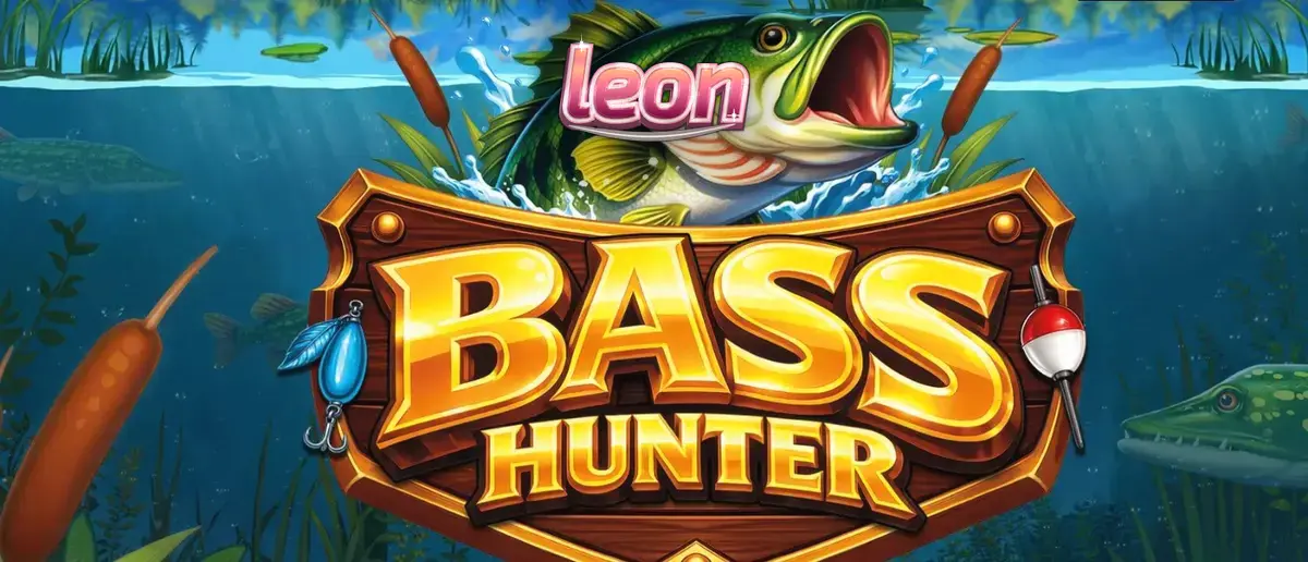 Captura de tela do jogo Bass Hunter da Thunderkick, mostrando bobinas flutuantes em um cenário subaquático com peixes e símbolos de pesca.